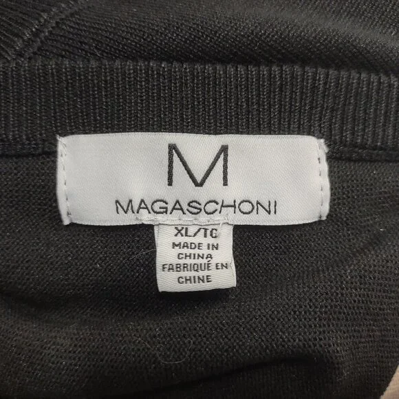 Magaschoni black tan beige blend crew neck pullover sweater ladies XL X-Large - Picture 6 of 7